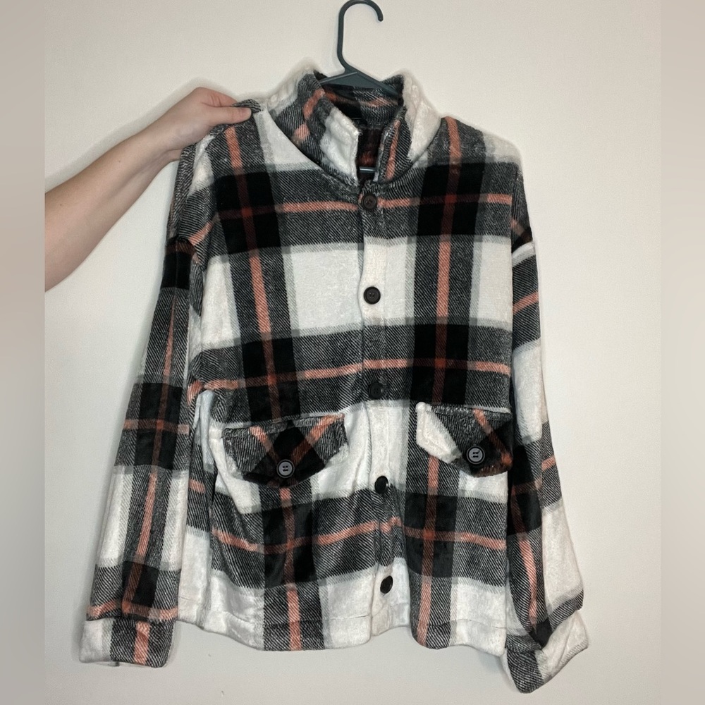 Fuzzy plaid shirt